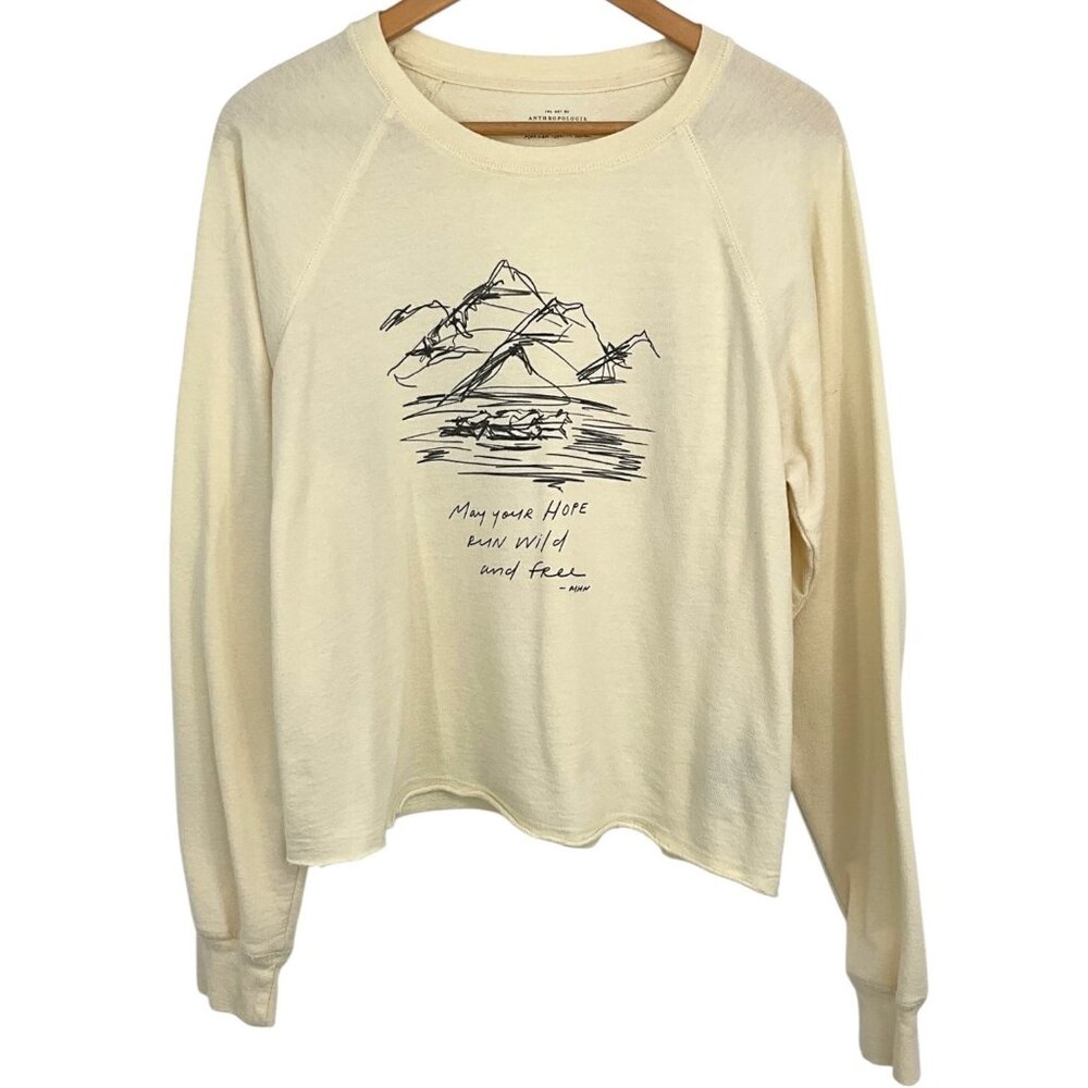 Anthropologie Morgan Harper Nichols Run Free Top Cropped Graphic Size Medium M - Picture 1 of 7